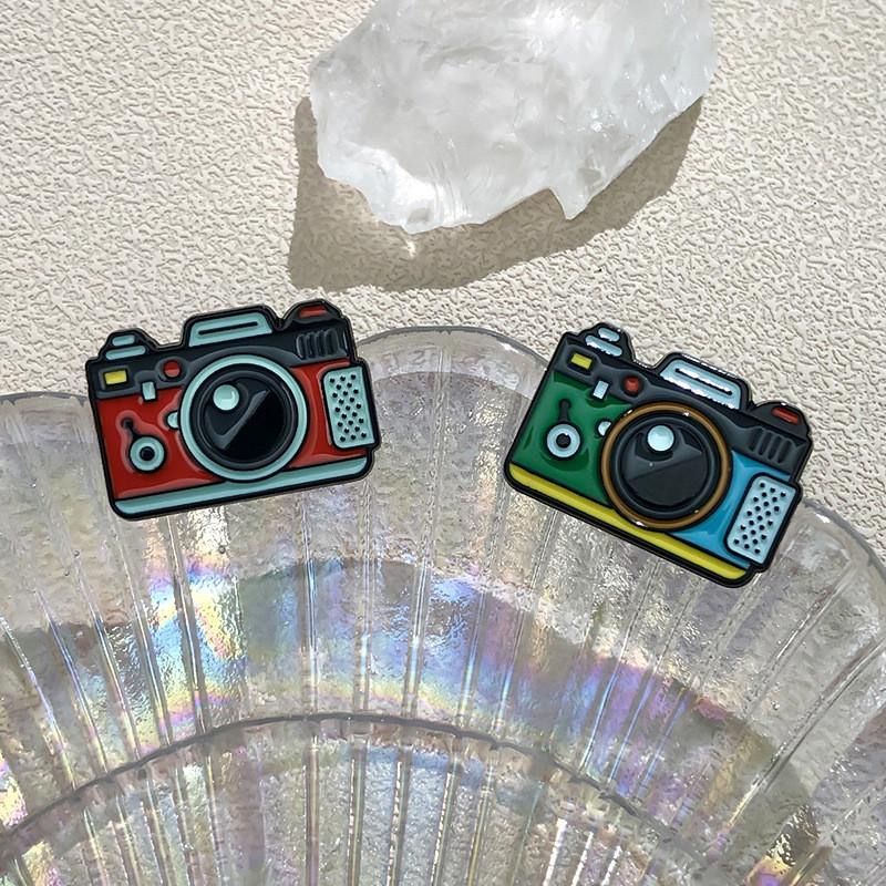 Creative Geometric Camera Style Enamel Brooch For Customizable Fashion Statement