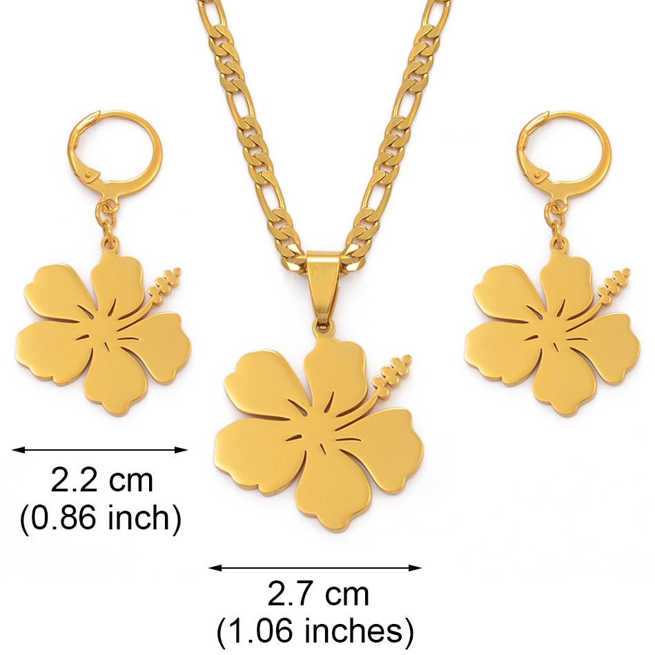 Hawaii Hibiscus Flowers Pendant Beads Necklaces Earrings Jewelry Sets Micronesia Marshall Pohnpei Guam PR Jewellery #101921