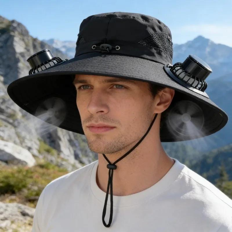 Solar Powered Sun Hat Cooling Fan UV Protection Outdoor Hiking Fishing Camping Summer Travel Bucket Hat Sun Protection Hat