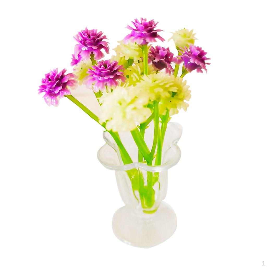 1:12 Flowers with Vase Life Scene Accessories Living Room Micro Landscape Miniature Flower Pot