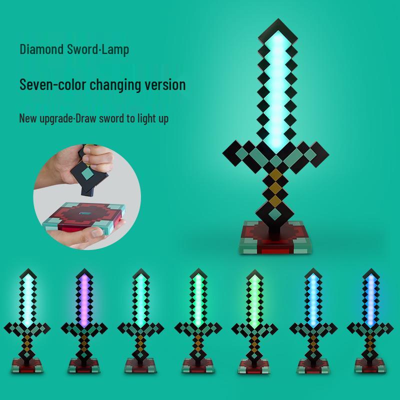 Diamond Ore Lamp - Color-Changing Minecraft Torch & Potion Bottle Night Light Gift