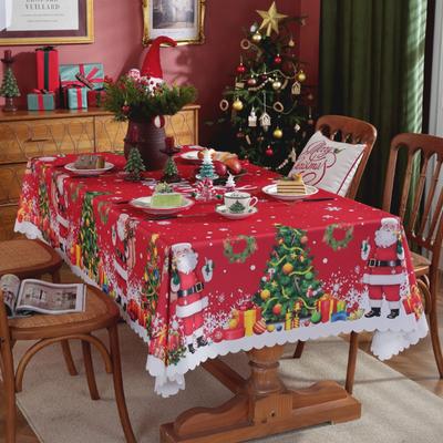 Christmas Tablecloth Waterproof Oilproof Holiday Party Decor Dining Table Cover