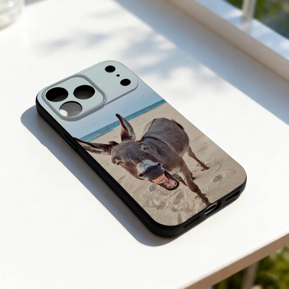 Funny Donkey Cute Phone Case For iPhone 17,16,15,14,13,12,11,Pro,Max,Plus,E,SE4,Air,Mini Black Precise Hole Matching