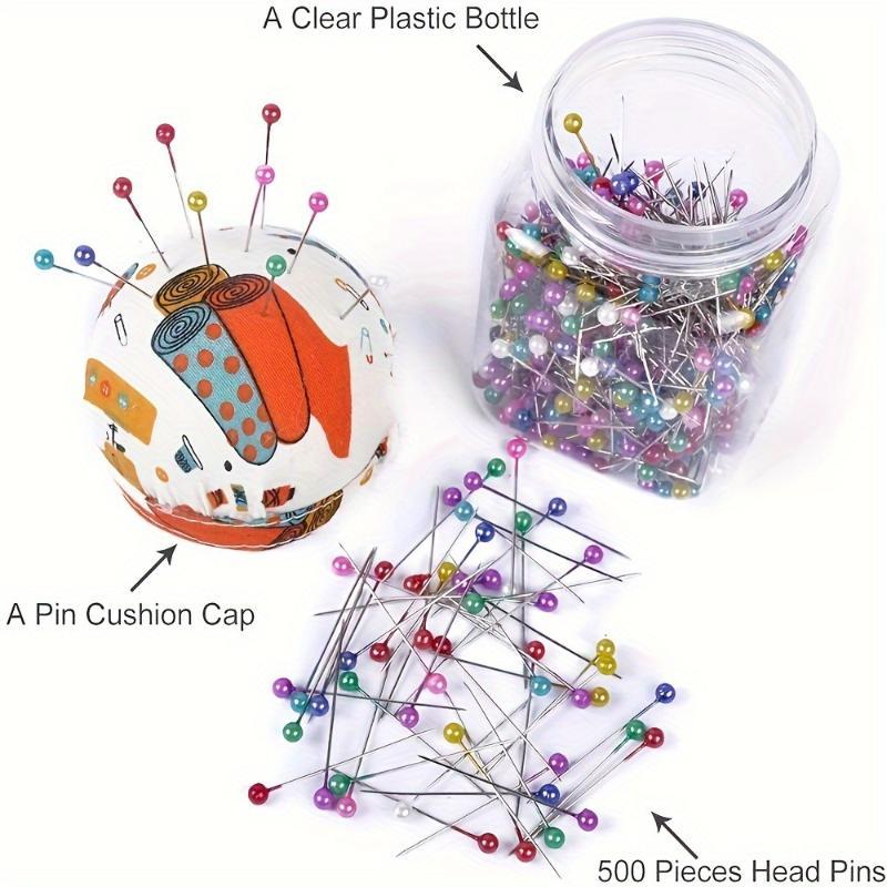 Pearl Head Sewing Quilting Pins 500Pcs with Storage Bottle for Home Tailoring Wedding Flower Decor Crafting