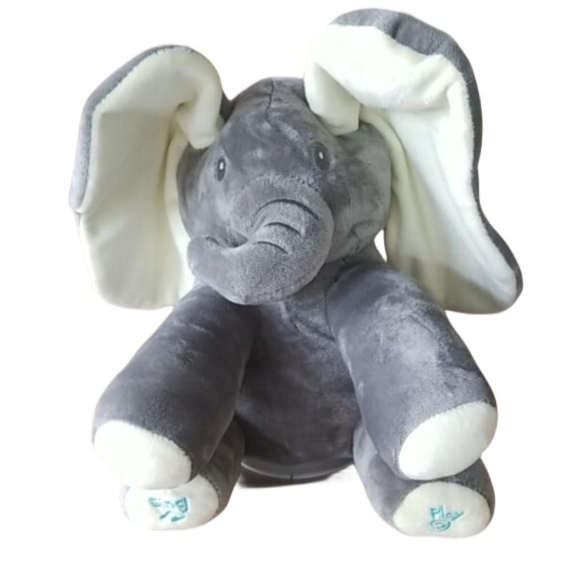 

Adorable Elephant Plush Toy With Moving Ears Perfect Baby Gift Gray White