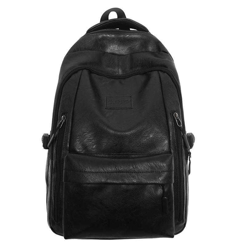 Junior High School Student Schoolbag Men's Fashion Soft Leather Backpack Men's High-end Middle School Student Spine Backpack