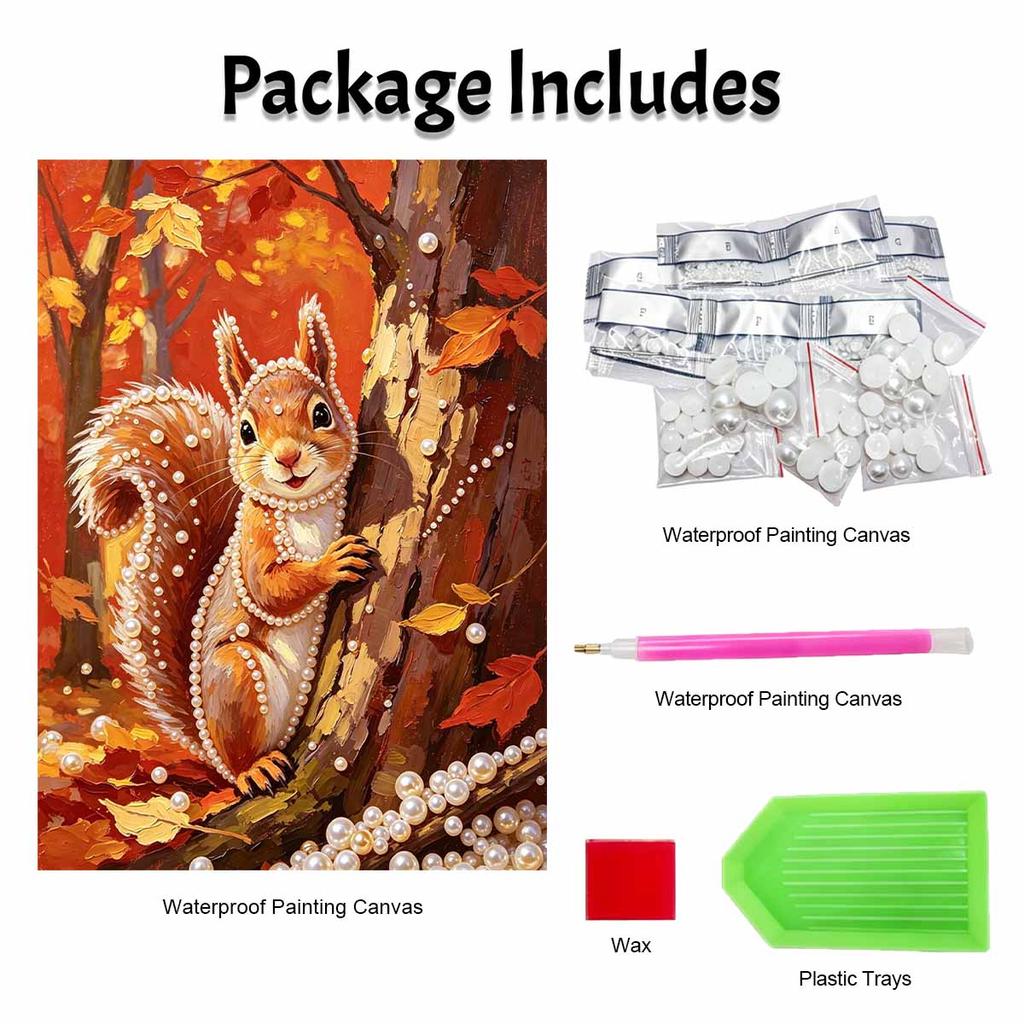 Pearl Painting Kit Autumn Squirrel Animal DIY Home Decoration Painting