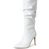 Black White Knee High Boots Women Winter Shoes New 2024 Sexy Pleated Women's High Long Boots Large Size Footwear Point Toe