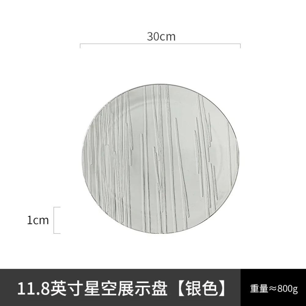 11.8 Inch Plated Gold and Silver Ceramic Plate Serving Plate Steak Tray Dessert Tray Molecular Cooking Tableware Dinner Plates