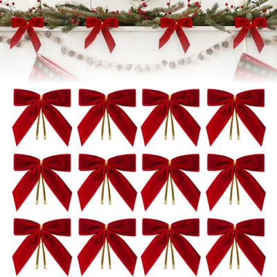 12/24 Buc. Mici Arcuri de Crăciun Roșii din Catifea DIY Ambalare Cadouri Meșteșuguri Fundă Roșie de Crăciun Decorare Petrecere Nuntă