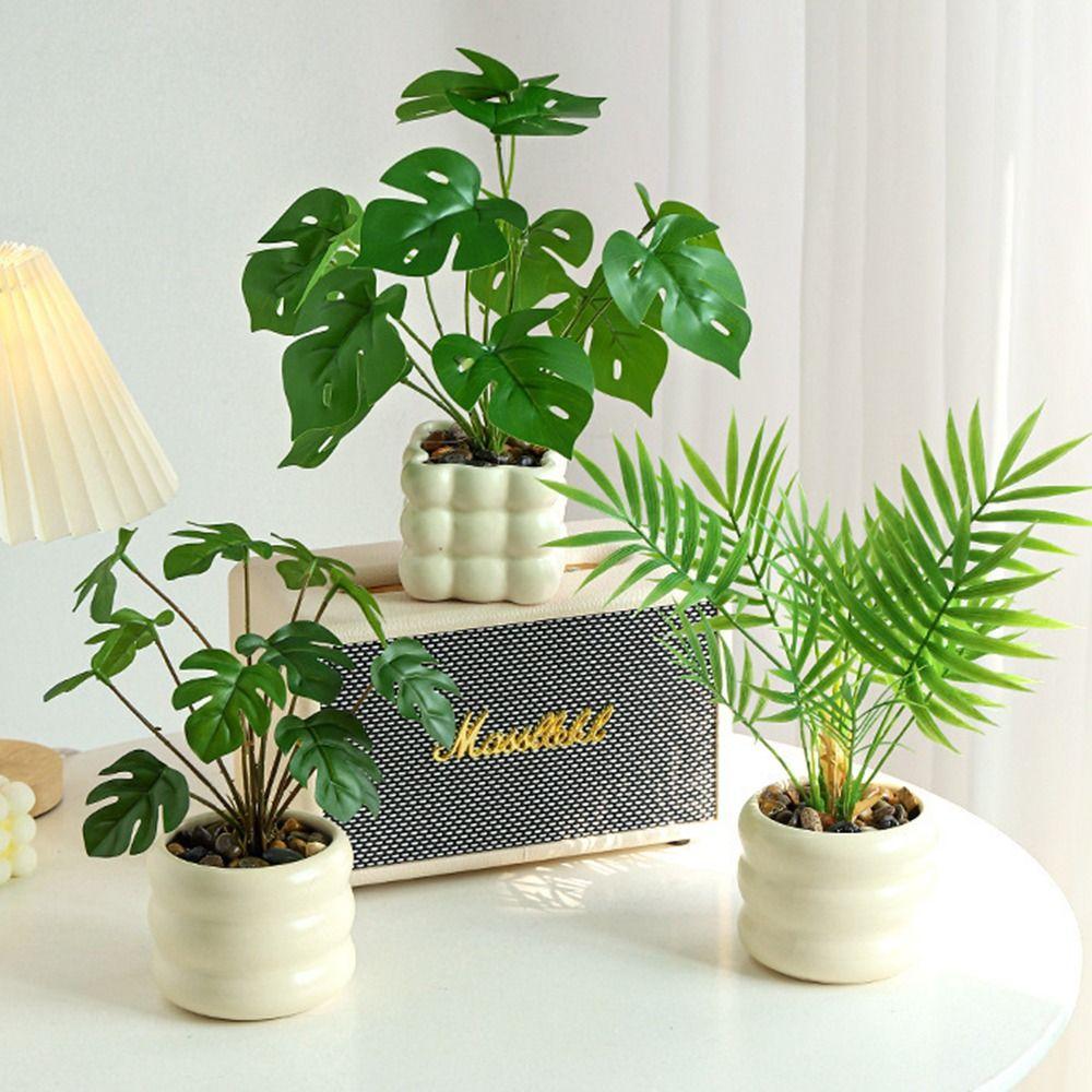 Realistic Simulation Green Plant Bonsai Elegant False Tropical Plants  Home Garden