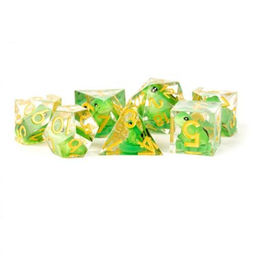 

MDG Handcrafted Sharp Edge Resin Dice Set (Frog Dice)