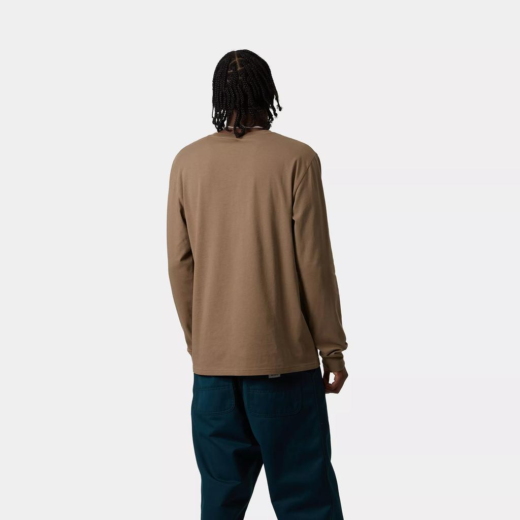 Carhartt WIP SS25 L/S Pocket T-Shirt With Logo Print Men T-Shirts Brown I030437-2LT-XX