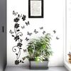 3D Butterfly Wall Sticker 38*43cm Black Flower Vine Living Room Background Room Wall Sticker Dark Style Home Decoration