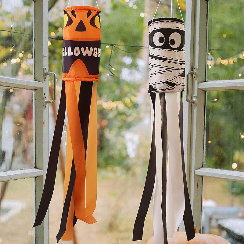 Halloween Pumpkin Wind Sock Door Hanging Decoration Halloween Pumpkin Paper Garland B