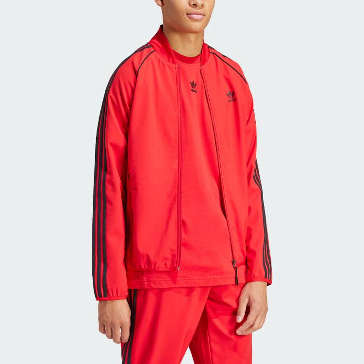 adidas Oryginalne Sst Bonded Track Top Kolorowy Blok Zamek Długi Rękaw Kurtka Męskie kurtki Karmazynowy IS2807