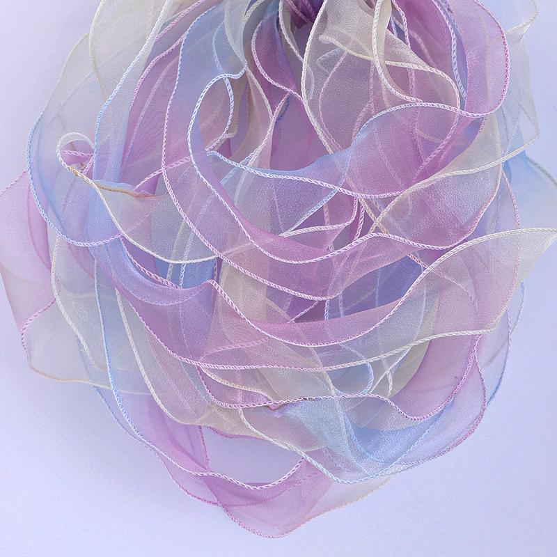10Yards 4cm Iridescent Fishtail Edge Oganza Ribbon for DIY Headwear Hat Decor Gift Wrapping Craft Accessories Sewing Supplies