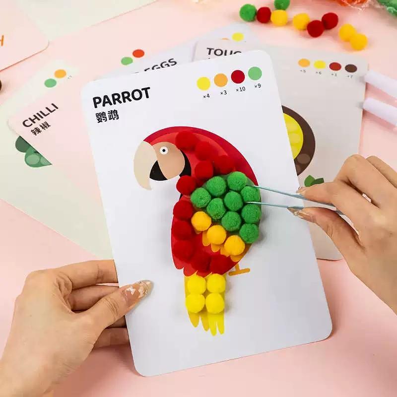 Children Furry Ball Paste Painting Toy Gift Idea DO IT YOURSELF Production Material Packaging Creativity Plush Ball Children's Handicraft Playthings