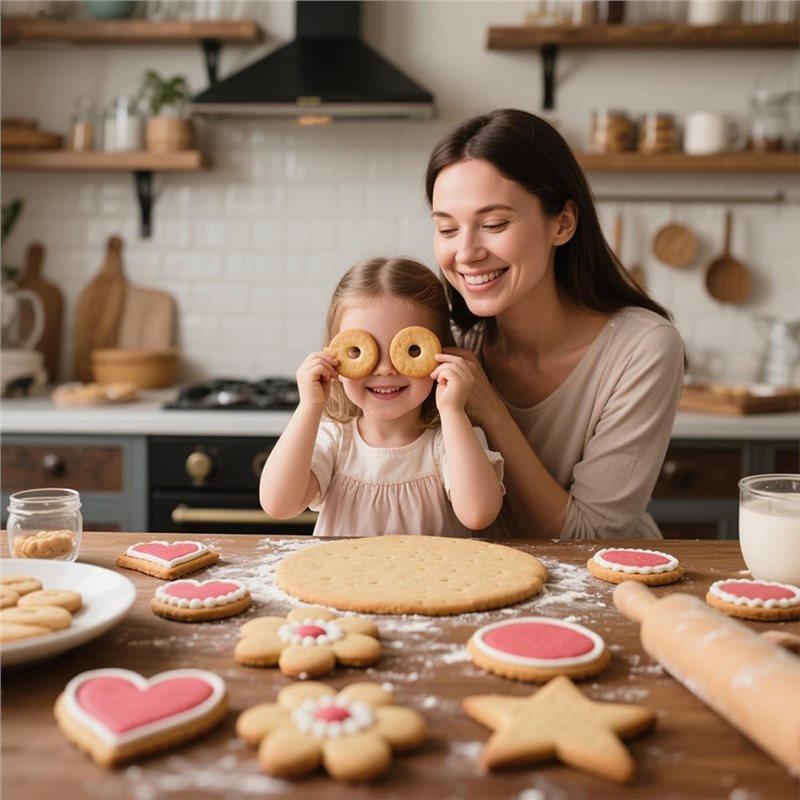 ABKS-Metal Biscuit Cutter Stainless Steel Cookie Cutters Set Heart, Flower Round,Star Shape Molds