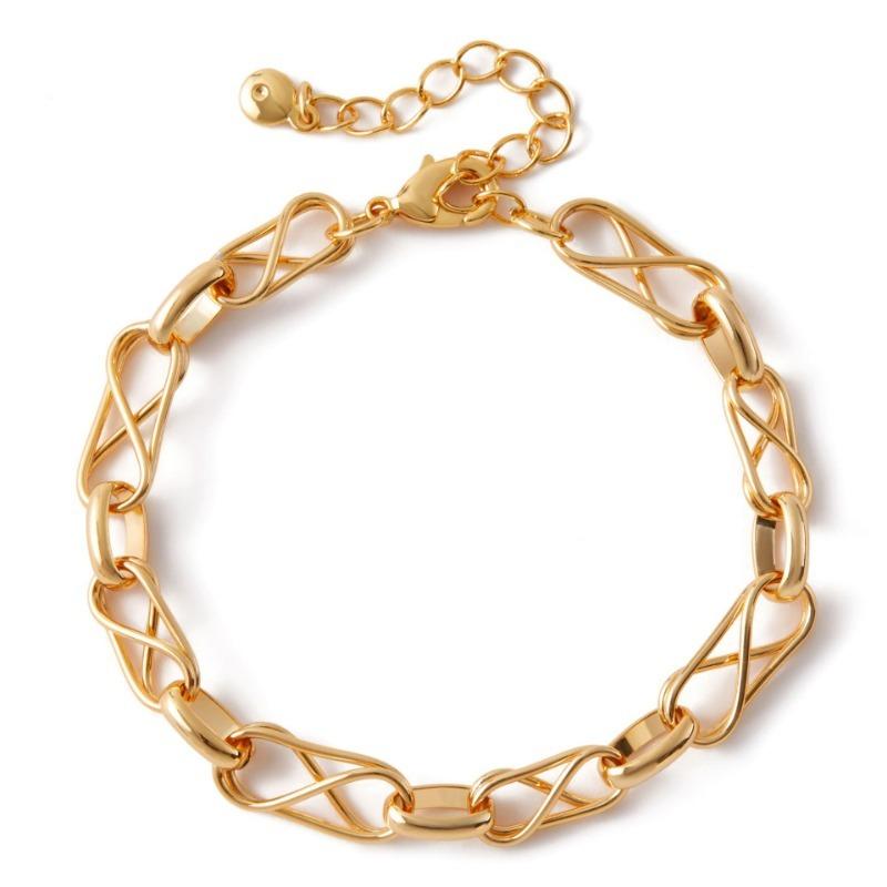 Minimalist Gold Plated Color Retention Neutral Thick Chain Handmade Plain Bracelet