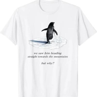 Mem z Pingwinem Widzieliśmy, Jak Szli Prosto Ale Dlaczego Koszulka Wszechstronna Miękka Stylowa streetwear Uni