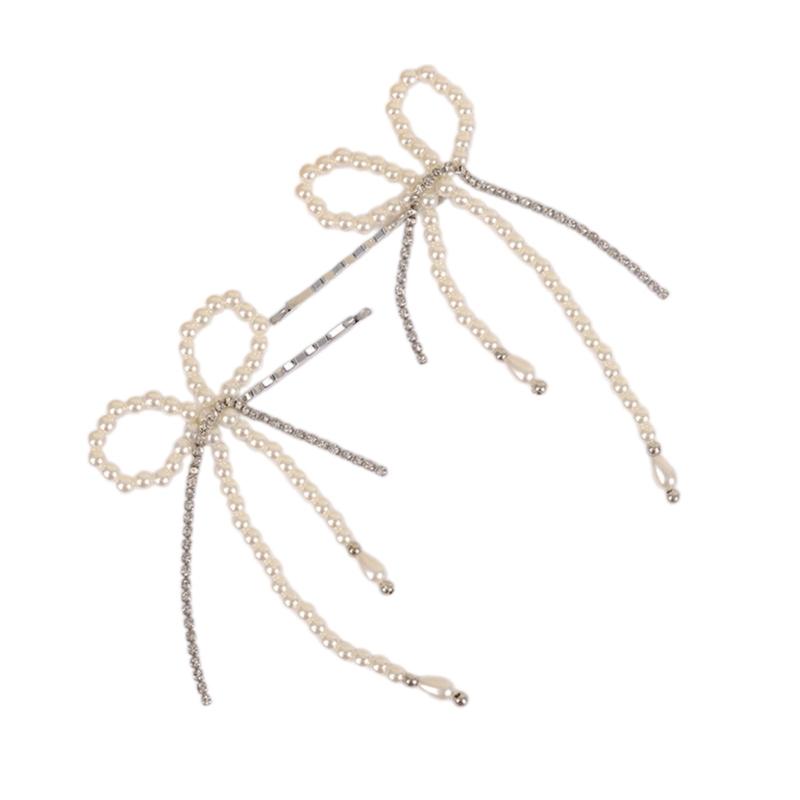 Fashionable Bow Hair Clip Simple Bowknot Hairpin Imitation Pearls Bow Barrettes Elegant Accessories for Women Girls
