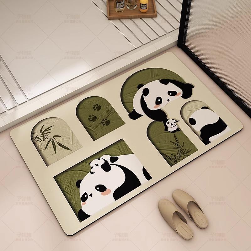

Panda Cartoon Diatom Mud Absorbent Mat Bathroom Floor Mat Toilet Door Mat Non-Slip Foot Mat Entry Door Mat 400mmx600mm