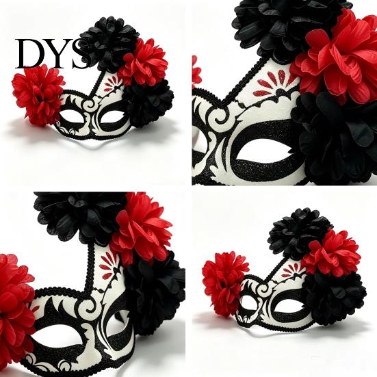 Máscara Exótica do Dia dos Mortos Máscara de Baile de Máscaras de Halloween, Crânio de Flor Mexicano Design Leve Almofada para Olhos para Fantasia, Traje de Festa, Festa de Cosplay