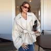 Lapel Tied Windbreaker Jacket Women's Commute Long Sleeve A-line Style Elegant Jacket Fashion Streetwear 2025 Autumn