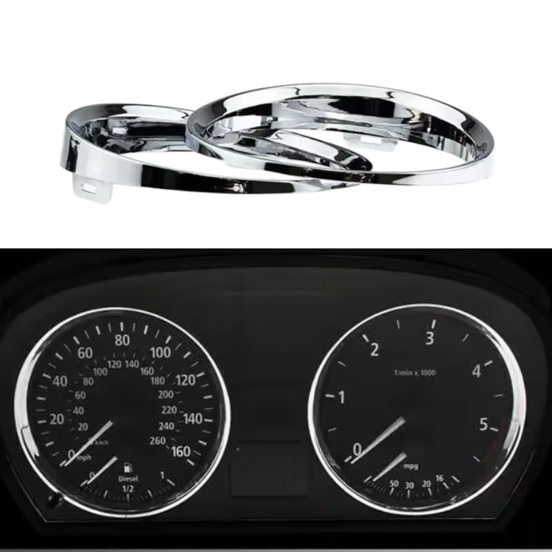 2pcs Chrome Dashboard Dial Gauge Rings Bezel Trim For BMW M3 E90 E91 E92 E93