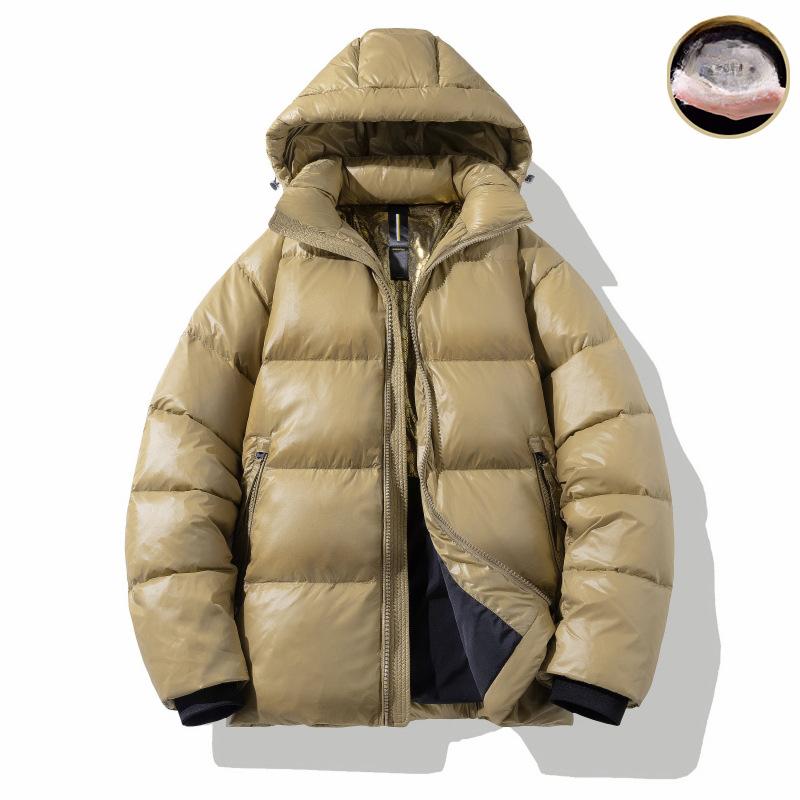 Short Glossy Down Jacket for Men and Women, Thickened White Duck Down Loose Couple's Bread Coat, New Winter Clothing