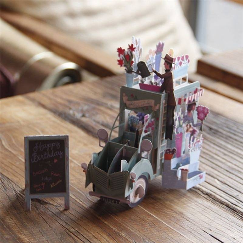 Unique Paper Craft Birthday Car Card With Printing And Folding For Party Decor