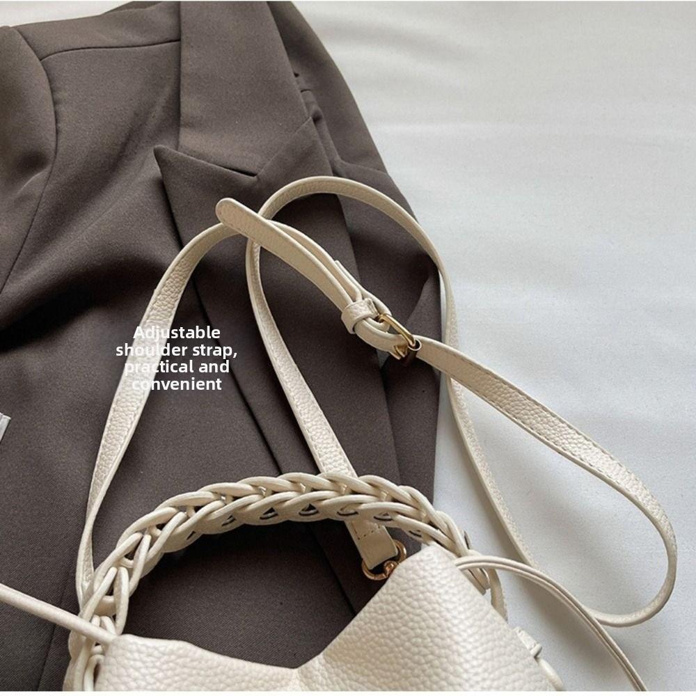 Versatile Women Shoulder Bag PU Leather Bucket Bag Fashion Crossbody Bag  Daily
