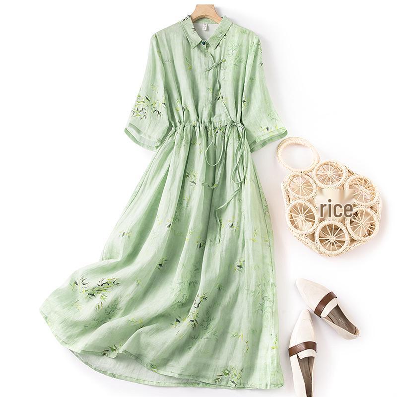 2025 Artistic Printed Cotton Linen Dress Shirt: Lightweight, Slim Fit, with a Stylish Lapel. L