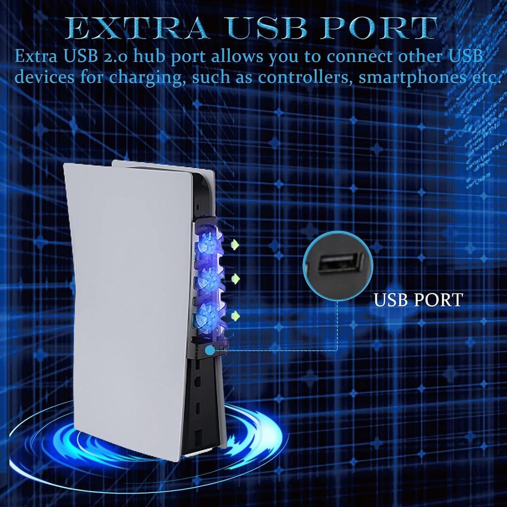 Ventilator de răcire pentru consolă PS5, controlul temperaturii, Hub pentru mașină de joc, ventilator de răcire Gamepad, radiator, ventilator de răcire cu aer Hub, ventilator de aer Ray spate ABS