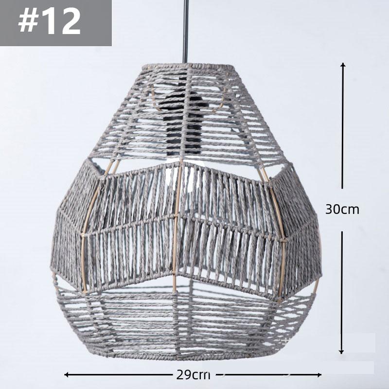 14 Styles Natural Woven Lampshade Vintage Hanging Pendant Lamp Shade Rattan Chandelier Café Restaurant Lighting Home Art Decor