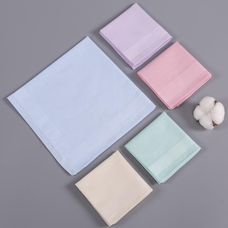 3Pcs 40x40cm Solid Color Plain Women Handkerchiefs Pocket Hankies Soft Cotton Sweat Square Towels Tea Party Favors