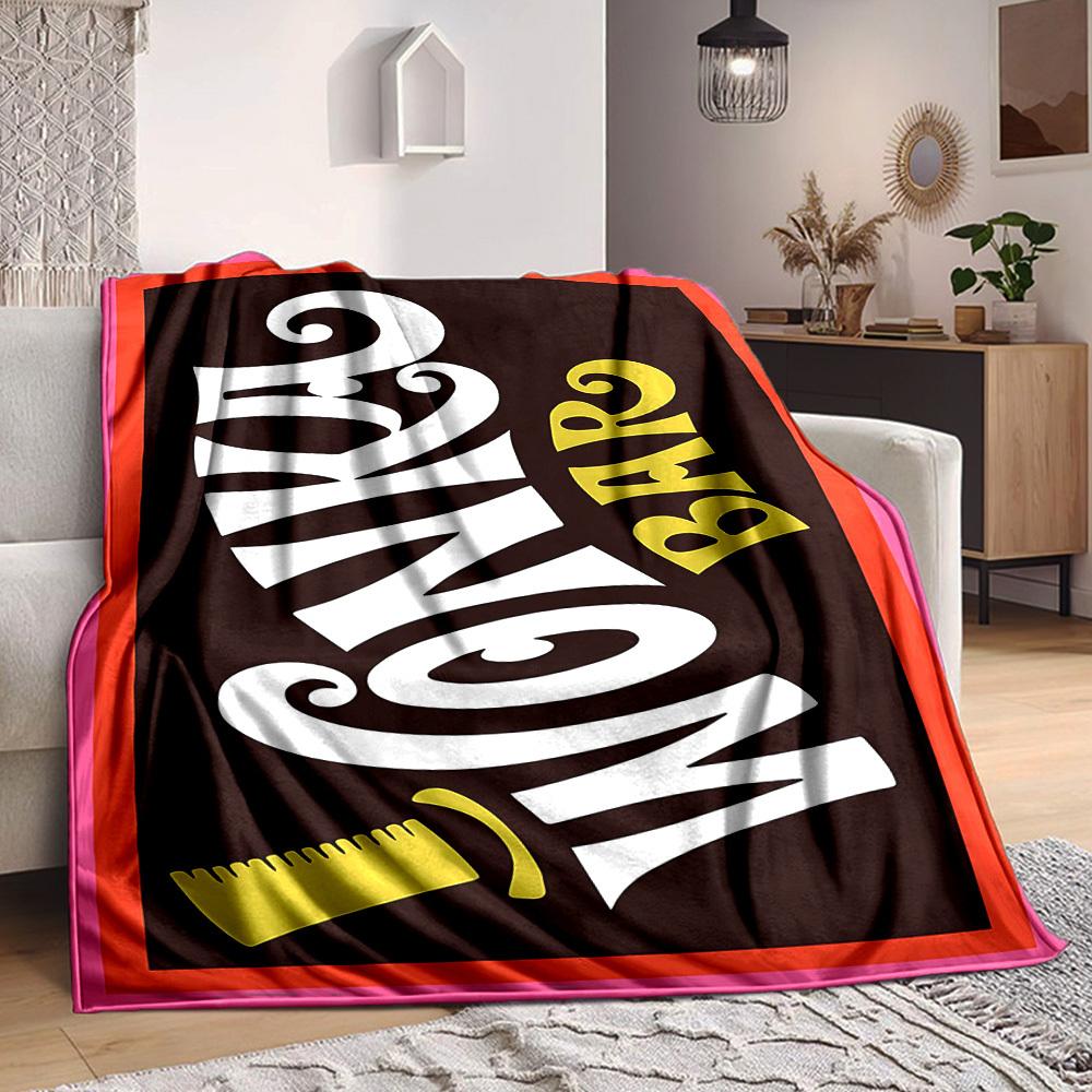 1pc Wonka Chocolate Bar Flannel Throw Blanket Soft, Warm & Cozy for Couch, Bed, Office, and Travel Versatile All Season Gift, Christmas present