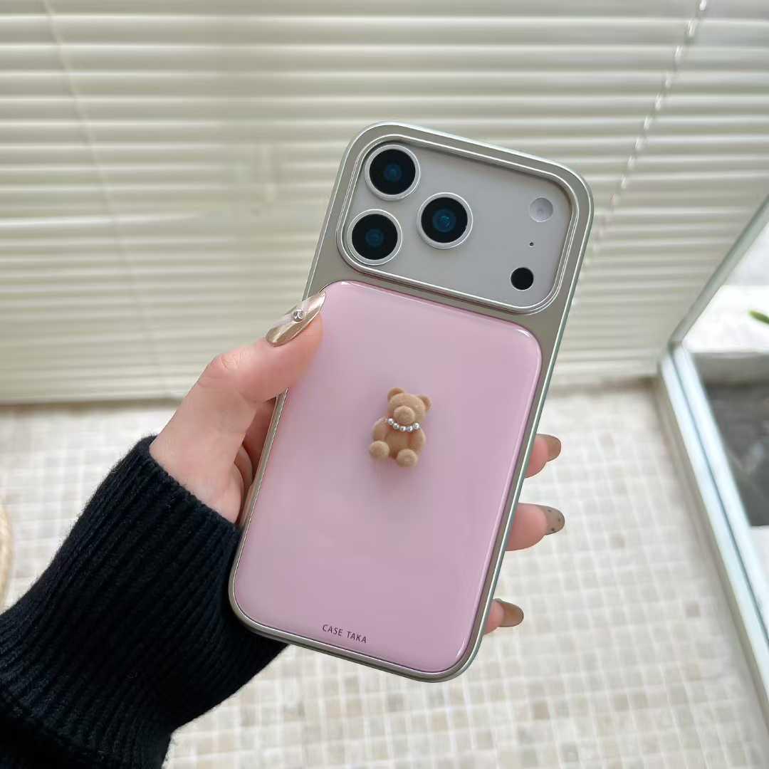 

Solid Color Resin 3D Little Bear Phone Case for iPhone 17 Pro Max, Apple 14/15, 16 iPhone 17