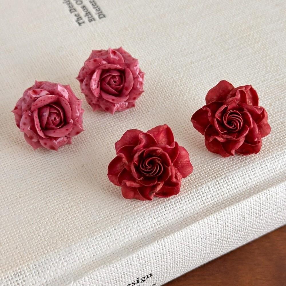 Retro Preserved Flower Earrings Sweet Romantic Ear Hooks Elegant Artificial Rose Earrings  Wedding