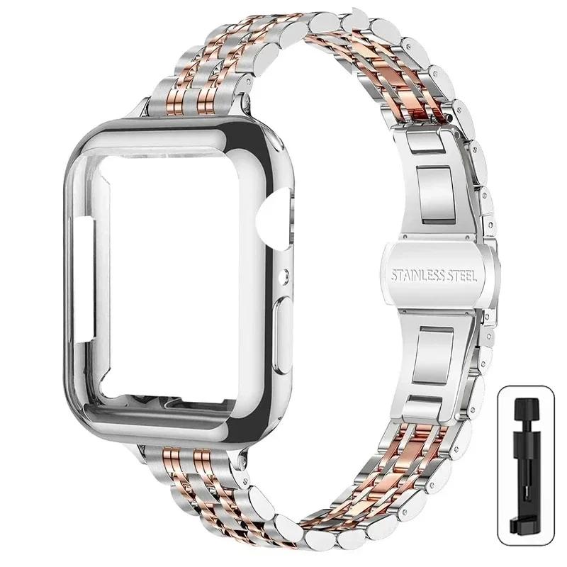 Metallarmband+Gehäuse für Apple Watch Ultra2 Armband 49mm 42mm 41mm 45mm 40mm 44mm Abdeckung Stahlarmband Für Iwatch Serie 9 8 7 6 SE 5 4