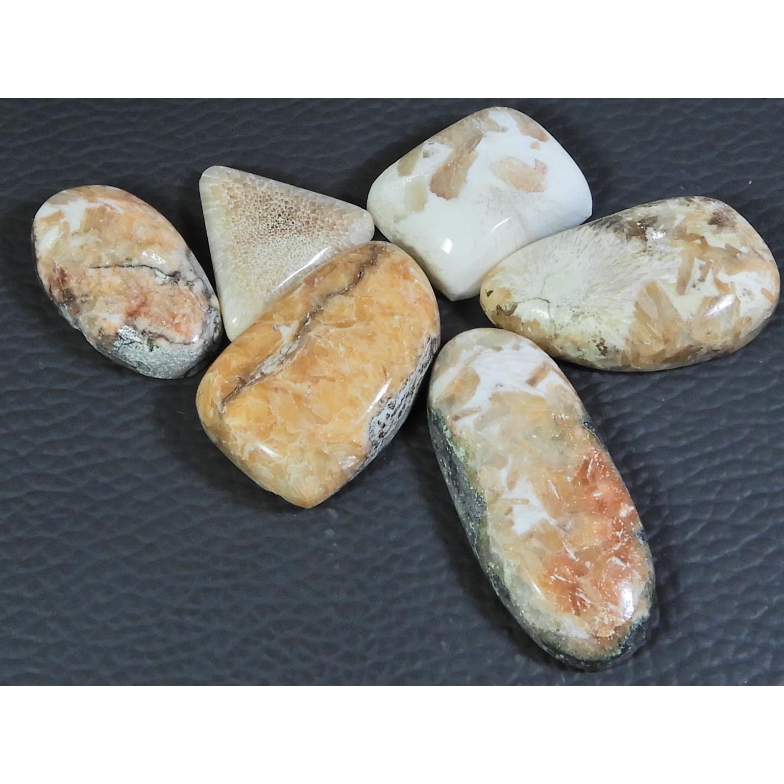 

06Pcs Natural Scolecite Mix Cabochon Loose Gemstone Lot 153Cts. A-768