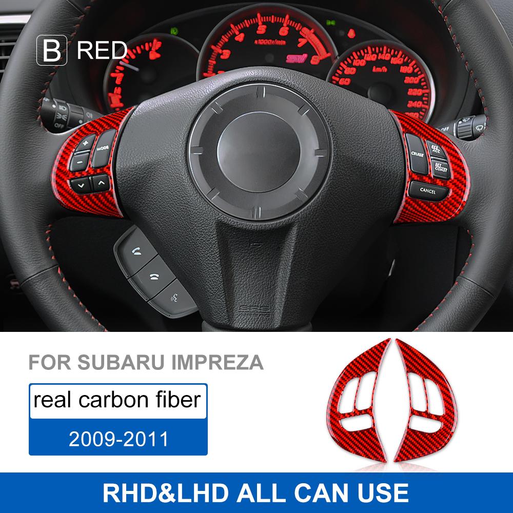 Real Soft Carbon Fiber Sticker For Subaru Impreza 2009 2010 2011 Car Steering Wheel Button Frame Interior Trim Accessories