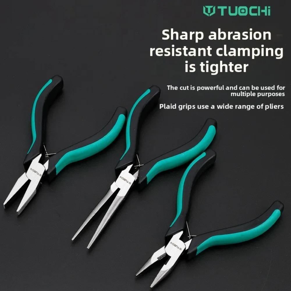 Damaly, Mini Pliers, Set of Pointed Nose Pliers, 5 Inch Curved Nose Pliers, Oblique Mouth Pliers, Hand Pliers Set Bagged