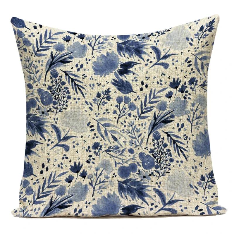 Flower Pattern Decorative Sofa Seat Cushion Cover Fresh Floral Print Pillowcase Home Decor Square Custom Throw Pillows Cover