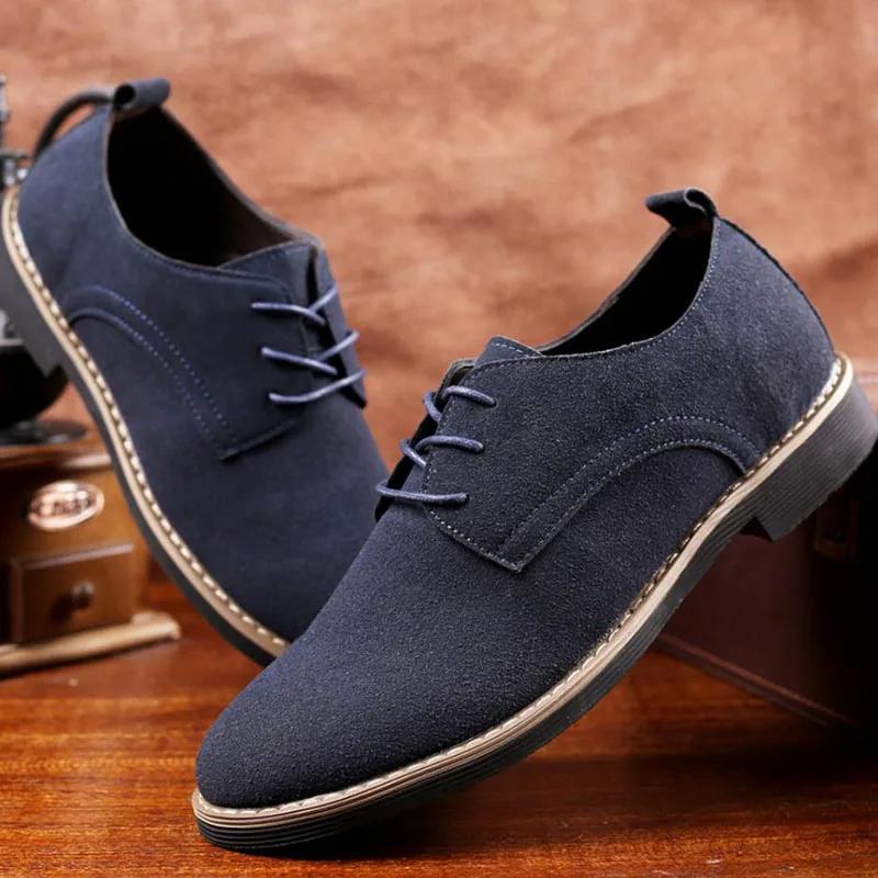 Men Dress Shoes Fashion Oxford Leather Shoes Comfortable Shoes For Mens Sneakers Large Size Suede Flat Footwear Chaussure Homme