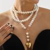 Creative Pearl Long Sweater Chain, Elegant Temperament, Love-shaped Necklace for Women
