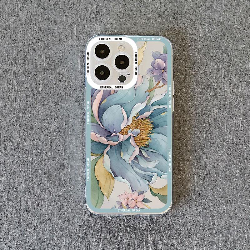 Vintage Flower Clear Phone Case For iPhone 12 11 13 Pro Max 15 14 Pro Max 7 8 14 15 Plus SE2 X XR XS Butterfly Plant Back Covers