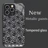 Moderne Schwarze Spitze Floral Handyhülle Handys für iPhone 17 Pro Max Hülle Glas für iPhone 17 16 15 14 13 12 11pm Pro Plus