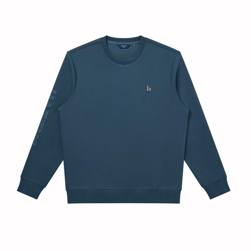 HAZZYS Men's Spring Autumn Cotton Blend Embroidered Crewneck Sweatshirt